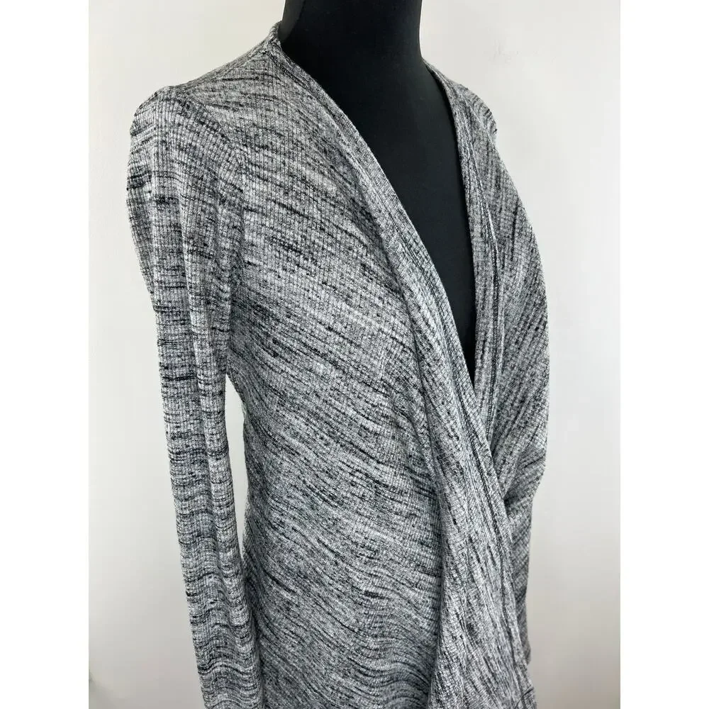 Three Dots Gray Asymmetric Wrap Front Draped Long Sleeve Cardigan Sweater XS